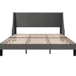 Upholstered Bed frame King Size Dark Grey