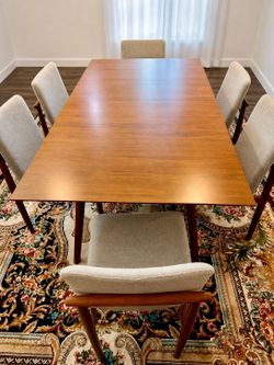 West Elm Mid-Century Modern Dining Table 8 Chairs ~ Excellent Condition