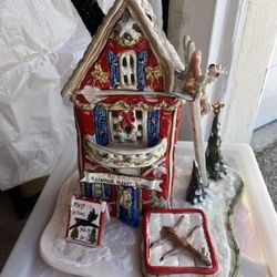 super cute rudolph reindeer flight school ceramic candle house holder christmas home decor 2009 blue sky clayworks reindeerville heather goldminc