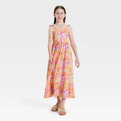 Girls challis tropical dress