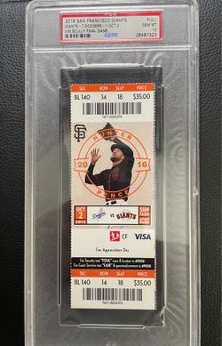 Vin Scully PSA 10 Ticket -  2016 LAST GAME CALLED - FULL TICKET - 10/02/2016 Los Angeles Dodgers