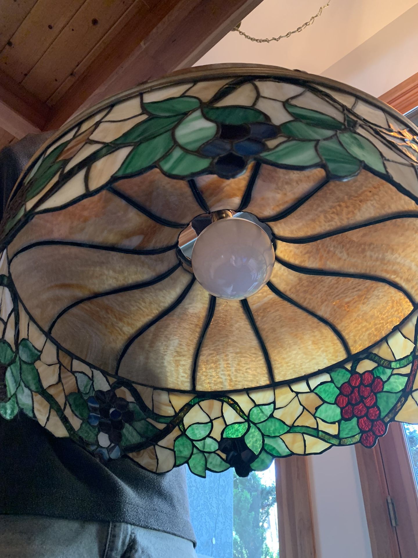 24” Diameter Vintage Hanging Light Fixture With 102” Chain