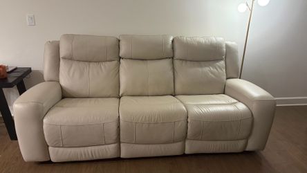 Leather Power Reclining Sofa with Center Console