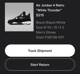 Jordan 4 white Thunder Sz 10 Mens