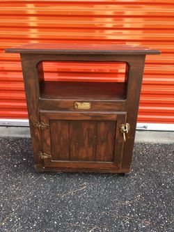 Ice box storage table/tv stand on wheels-SOLID WOOD