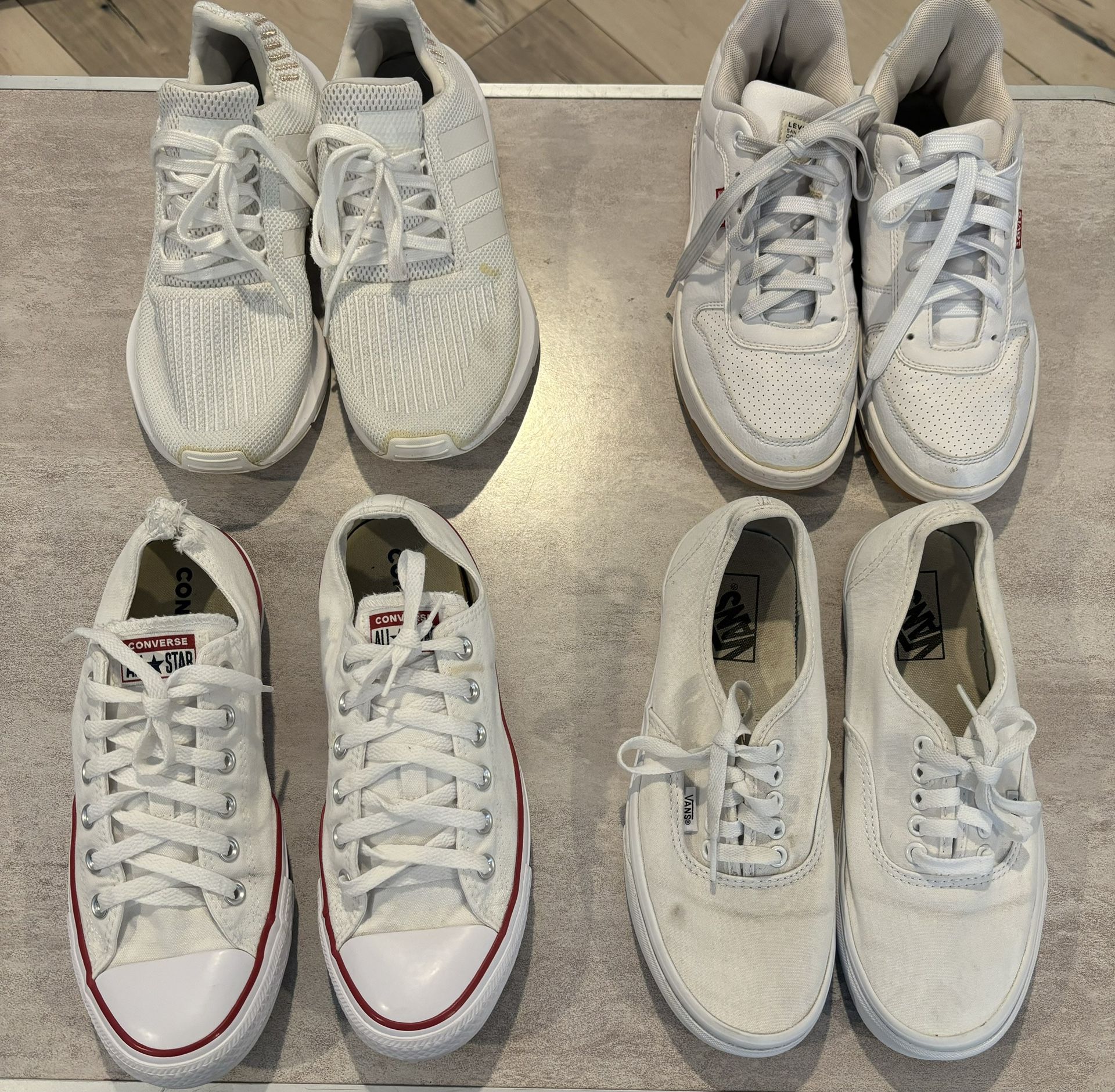 Converse , Adidas , Vans , and Levi’s Shoes White 4 Pairs