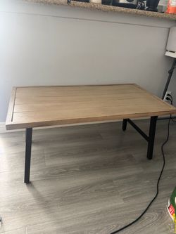 Wood Top Coffee Table with Metal Legs
