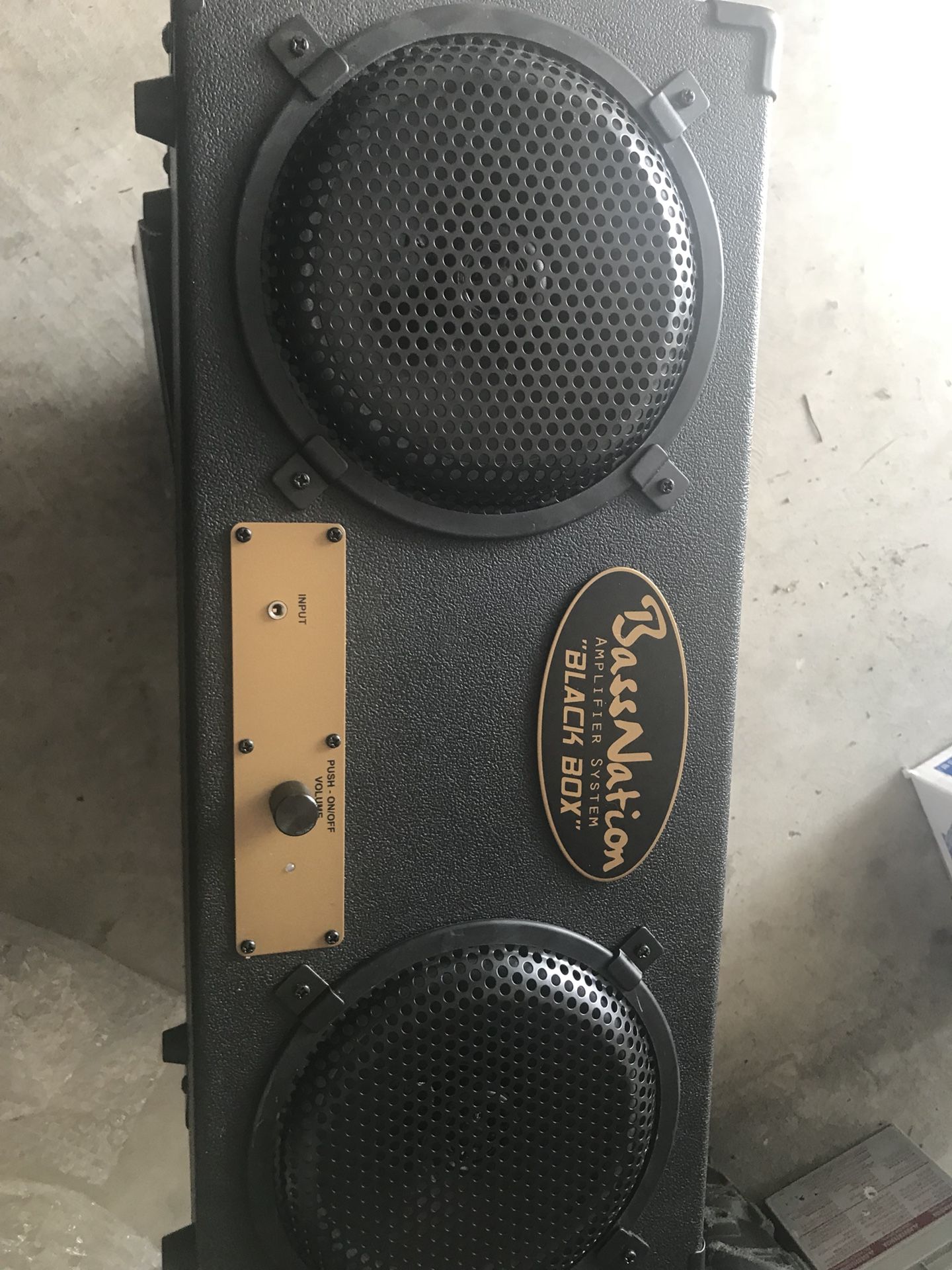 Bass Nation black box amplifier system speaker