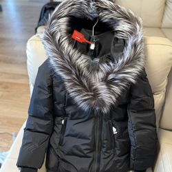 ADALI-X Down coat with silver fox fur Signature Mackage Collar Mackage Coat/ Jacket