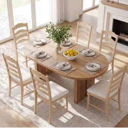 6 4-Piece Set of Upholstered Dining Chairs with Serrated Backs - Solid Rubberwood Frame, Ergonomic Design, and Comfortable Upholstery for Daily Use an