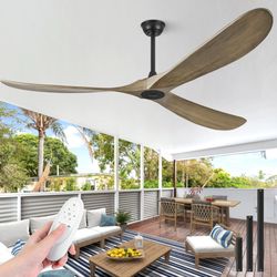 Haipeel 72 Inch Ceiling Fans Without Lights, 72" Wood Large Ceiling Fan No Light With Remote Control, Indoor Outdoor Ceiling Fan No Light Propeller Fo