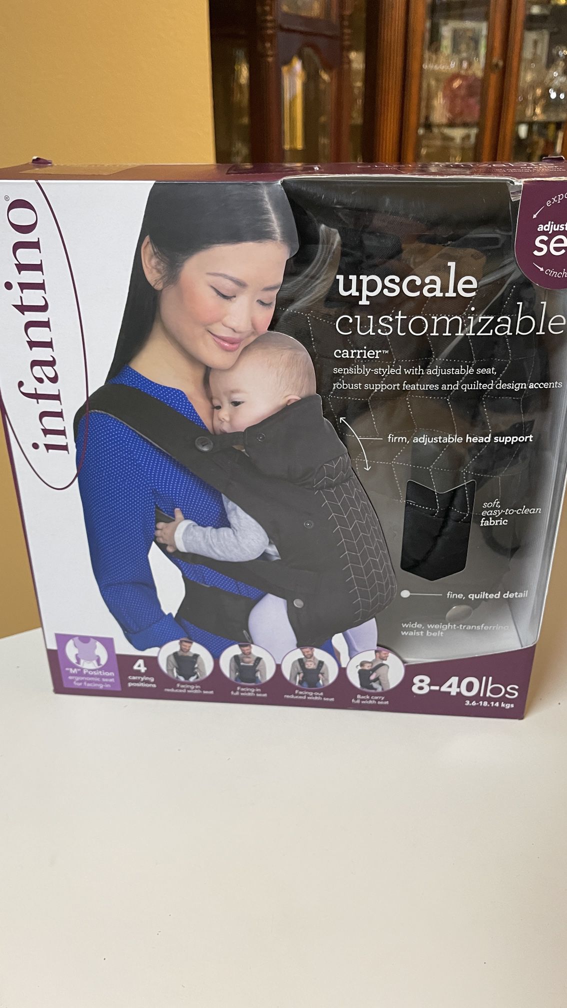 Infantino Upscale Customizable Convertible Baby Carrier, 4-Position, Unisex, 8-40lb, Black