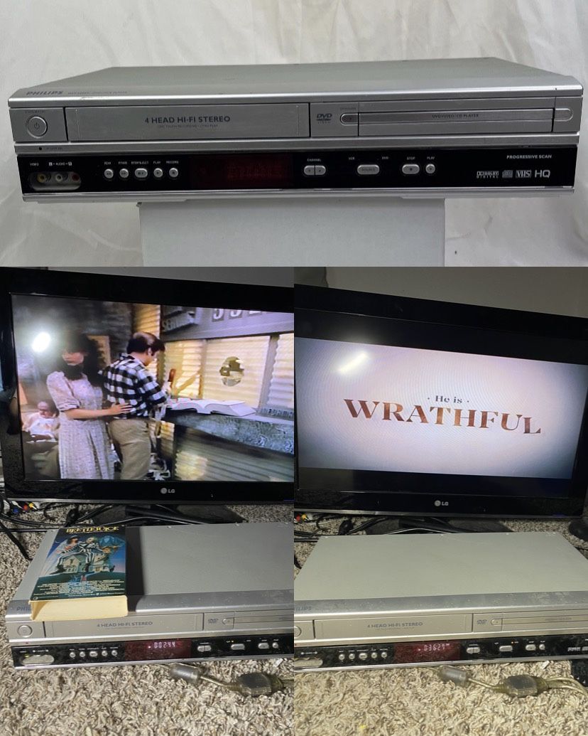 Philips DVP 3050V DVD VCR Combo 4 Head Hi-Fi Stereo VCR VHS DVD Player TESTED