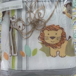 New Breathable Baby Mesh Crib Liner Safari Fun