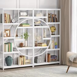 set of 2 HL085 Freestanding Bookshelf, 68.9" Etagere Bookcase with 9 Open Shelves