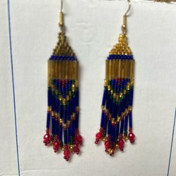 Czech Glass Seed Bead Earrings Vintage 