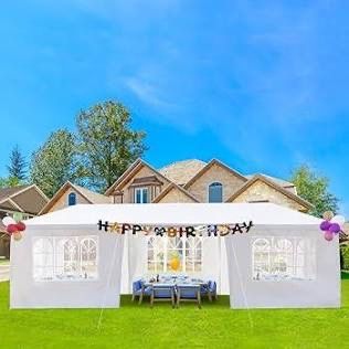 10'x 30' White Gazebo Wedding Party Tent Canopy With 6 Windows & 2 Sidewalls 8