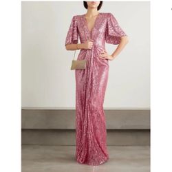 V-Neck Sequin Formal Dress