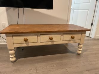 Outlook International Solid Wood 3-Drawer Farmhouse Coffee Table