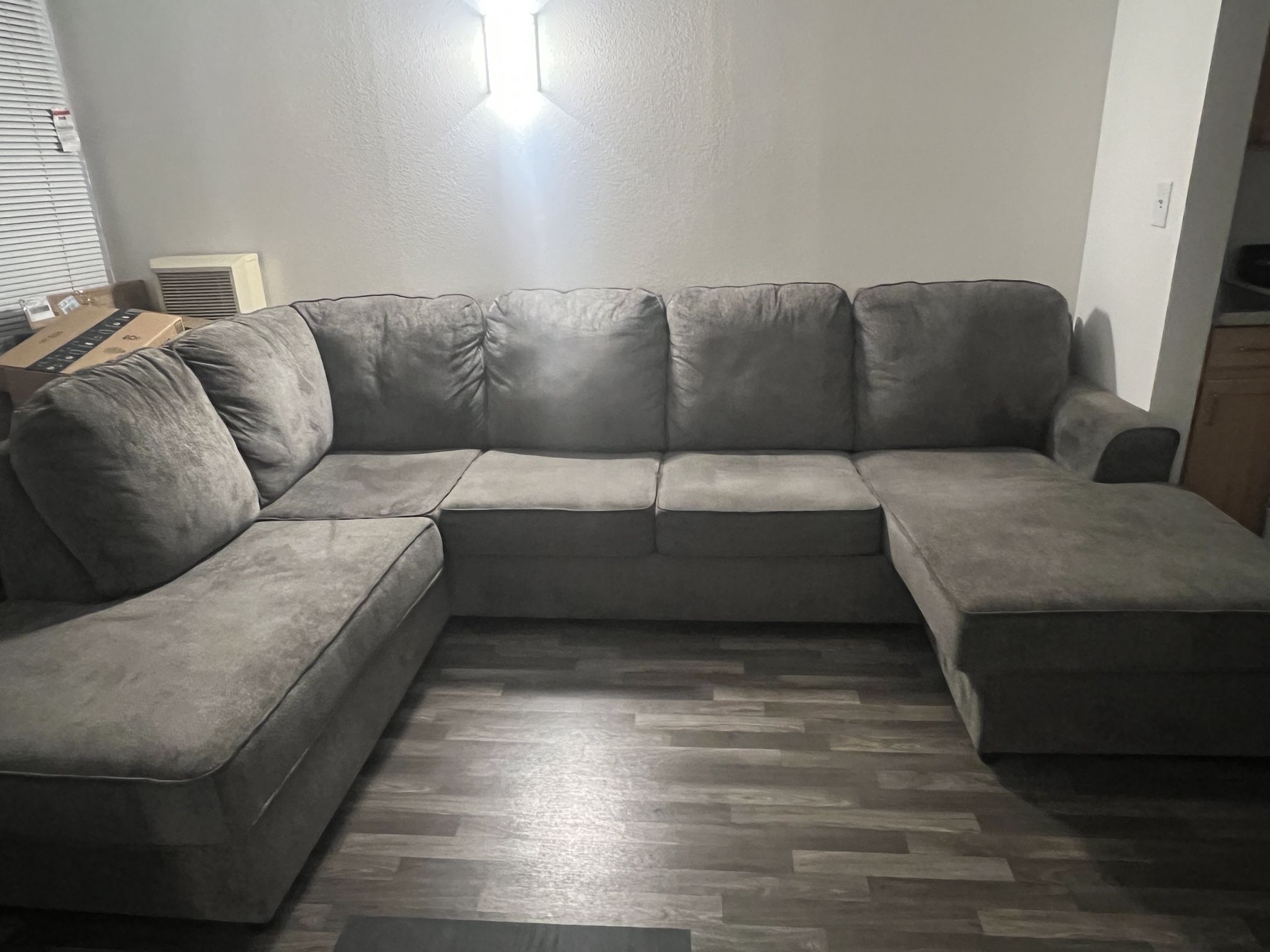 Gray U-Shaped Sectional Sofa with Chaise – Great Condition!