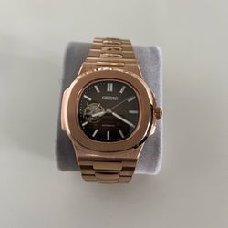 Custom SeikoMod Rose Open Heart Dial Nautilus 40mm