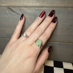 Jadeite Faux Stone Cabochon Ring - Size 7.5