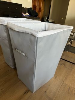 Gray Fabric Laundry Hamper Bins Set of 2