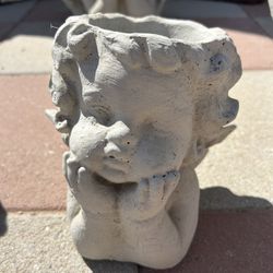 New Angel Face Flower Pot Made Out Of Cement Perfect Gift 