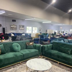 Green Sofa Love Seat!!  In stock!!