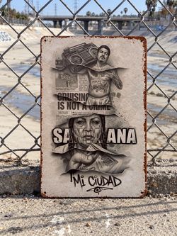 Santa Ana Mi Ciudad Vintage Metal Sign