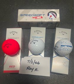 Golf Balls $5 a sleeve (USA, Red, White, Splatter Blue)