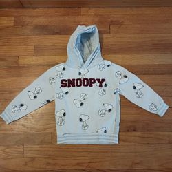 Kids H&M White Gray Grey Peanuts Snoopy Hoodie 5T/ 6