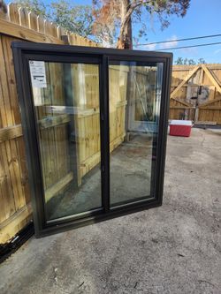 51.5" X 60.5" Bronze Vinyl Sliding Window 