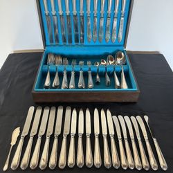 Vintage Mappin & Webb Sheffield Silverware - 66 Pieces - Original Wood Box