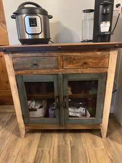 Rustic Wood Coffee Bar / Storage Cabinet