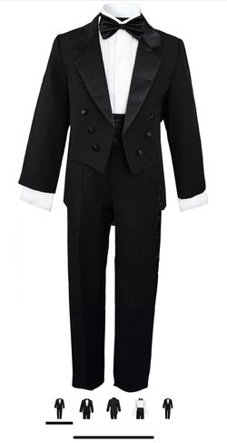 Boys Black Tuxedo With Tail Outfit Set