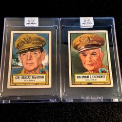 Douglas MacArthur And Dwight D Eisenhower 1952 Topps Look And See Cards! RARE! 