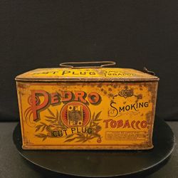 Rare old lunch box Pedro Smoking Tobacco Tin original antique cut plug 