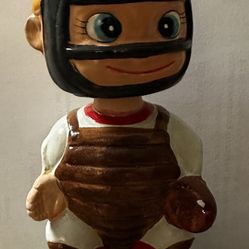 Vintage Baseball Player CATCHER Nodder Bobblehead Bank