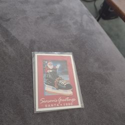 Football 1990 Proset Santa Claus Season Greeting Card.  Cash Porch Pickup Redmond 