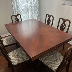 Solid Wood Dining Table With 6 Chairs