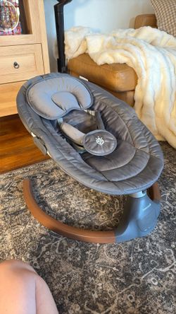 Jool Baby Nova Nature Baby Swing for Newborns - Natural Wood Toys, Electric Motorized Infant Swing, Bluetooth Music, Crib Friendly, Side to Side Motio