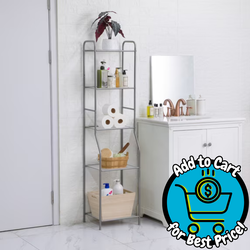 Mainstays Steel 5-Shelf Bathroom Storage Tower with Satin Nickel Finish