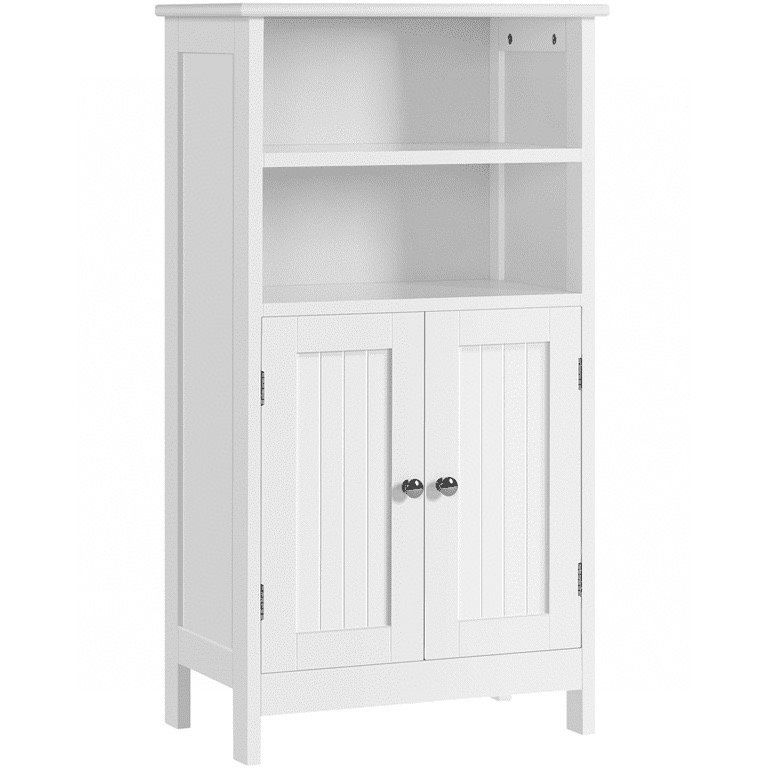 Wooden Storage Cabinet with Double Door and Adjustable Shelf for Home, White