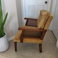 Vintage Kincaid Cane Armchair - Mid-Century Traditional – Plush Tufted Back MCM