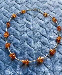 Like New Silver Necklace with Real Natural Baltic Amber-16"