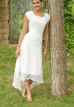 White Lace High-Low Wedding Dress