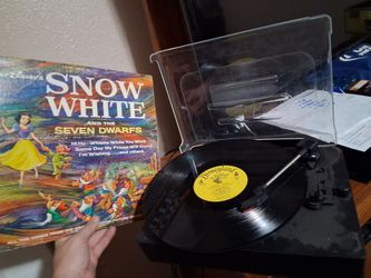 Snow white vinyl and record player