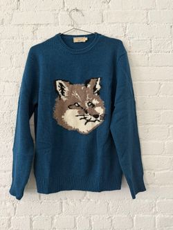 Maison Kitsuné Big Fox Head Sweater — Men's M, Teal