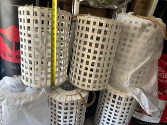 White Woven Basket Lanterns Set of 6